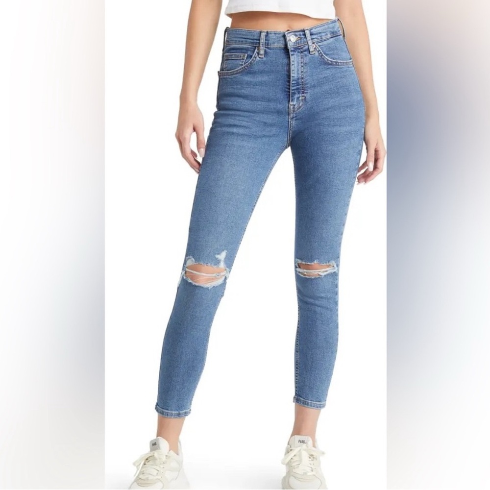 NWT Topshop Jamie High Waisted Distressed Skinny Jeans